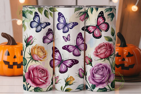 Butterfly Garden 20oz Tumbler Wrap Sublimation PixelChick 