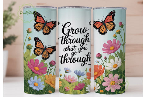 Butterfly Garden 20oz Tumbler Wrap Sublimation PixelChick 