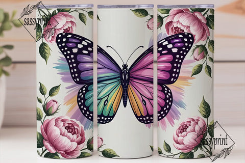 Butterfly Garden 20oz Tumbler Wrap Sublimation sassyprint 