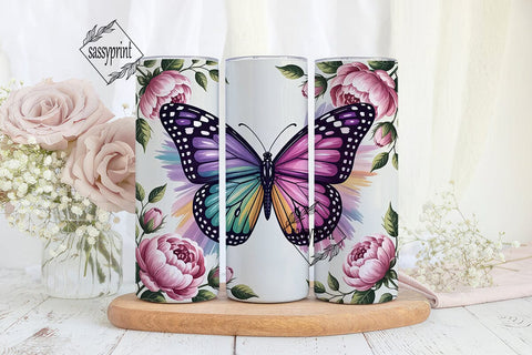 Butterfly Garden 20oz Tumbler Wrap Sublimation sassyprint 
