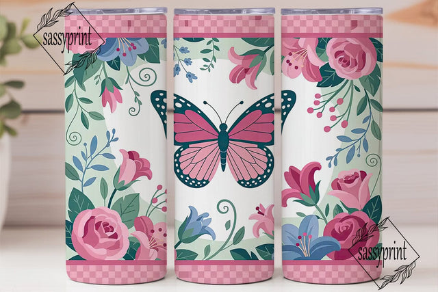 Butterfly Garden 20oz Tumbler Wrap Sublimation sassyprint 