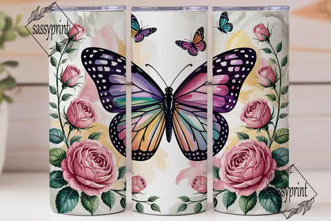 Butterfly Garden 20oz Tumbler Wrap Sublimation sassyprint 