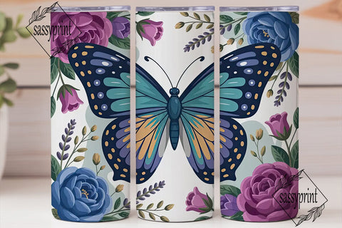 Butterfly Garden 20oz Tumbler Wrap Sublimation sassyprint 
