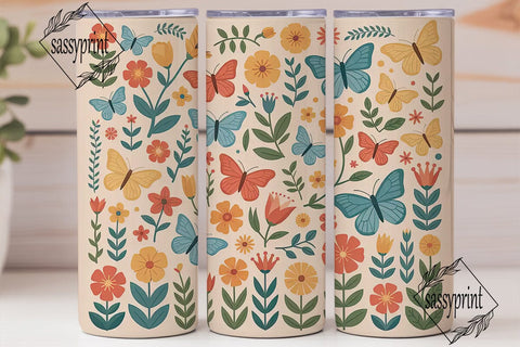 Butterfly Garden 20oz Tumbler Wrap Sublimation sassyprint 