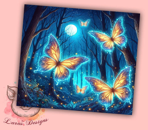 Butterfly Glowing 20oz Tumbler Png, Straight & Tapered Tumbler Png, Butterflies Tumbler Png, Digital Download PNG Sublimation Lara' s Designs 