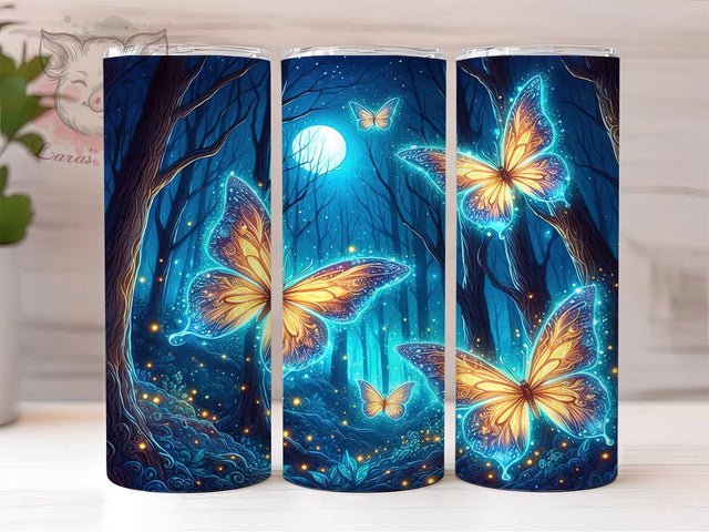 Butterfly Glowing 20oz Tumbler Png, Straight & Tapered Tumbler Png, Butterflies Tumbler Png, Digital Download PNG Sublimation Lara' s Designs 