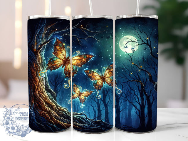 Butterfly Glowing Butterflies 20oz Skinny Tumbler, Butterfly Tumbler Png, Straight & Tapered Tumbler Wrap, Instant Digital Download Sublimation ToriDesigns 