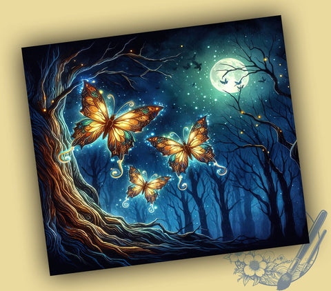 Butterfly Glowing Butterflies 20oz Skinny Tumbler, Butterfly Tumbler Png, Straight & Tapered Tumbler Wrap, Instant Digital Download Sublimation ToriDesigns 