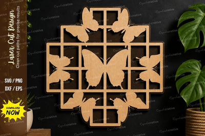 Butterfly Grid Frame laser cut svg File SVG Regulrcrative 