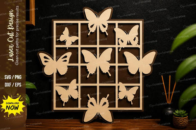 Butterfly Grid Frame Laser Cut Wall Decor SVG Regulrcrative 