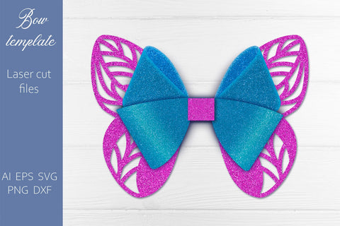 Butterfly hair bow svg, Laser cut accessories template 3D Paper AnastasiyaArtDesign 