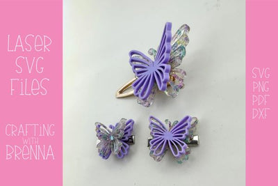 Butterfly Hair Clip Laser SVG File SVG Crafting With Brenna 