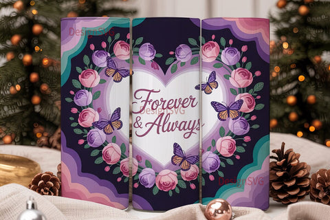 Butterfly Heart 20oz Tumbler Wrap Sublimation DesignSVG 