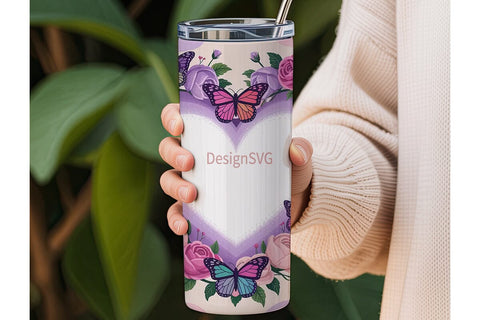 Butterfly Heart 20oz Tumbler Wrap Sublimation DesignSVG 