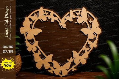 Butterfly Heart Frame Laser Cut SVG SVG Regulrcrative 