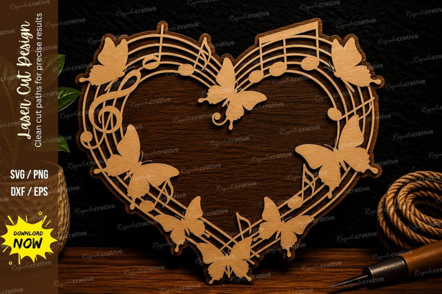 Butterfly Heart Laser Cut Svg Design SVG Regulrcrative 