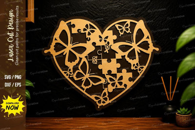 Butterfly Heart Laser Cut Svg Design SVG Regulrcrative 