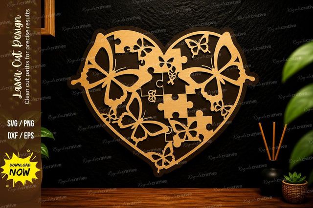 Butterfly Heart Laser Cut Svg Design SVG Regulrcrative 