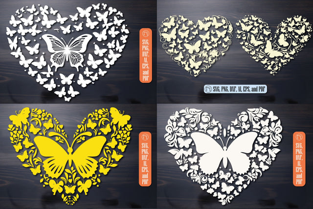 Butterfly Heart SVG Cut File Bundle SVG MD JOYNAL ABDIN 