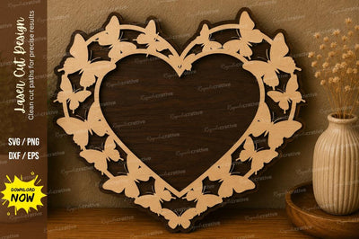 Butterfly Heart Wreath laser cut svg File SVG Regulrcrative 