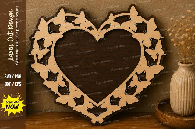 Butterfly Heart Wreath laser cut svg File SVG Regulrcrative 