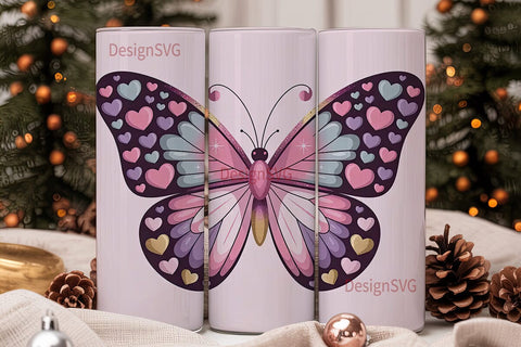 Butterfly Hearts 20oz Tumbler Design Sublimation DesignSVG 