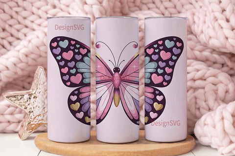 Butterfly Hearts 20oz Tumbler Design Sublimation DesignSVG 