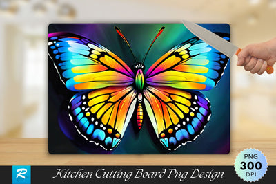 Butterfly in Vibrant Color Background Cutting Board Sublimation Regulrcrative 