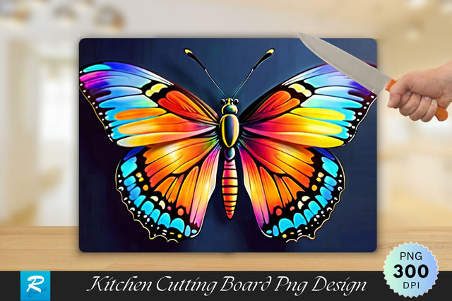 Butterfly in Vibrant Color Background Cutting Board Sublimation Regulrcrative 