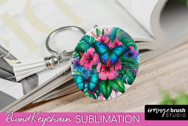 Butterfly Keychain - Butterflies and Flowers Sublimation Sublimation OrangeBrushStudio 