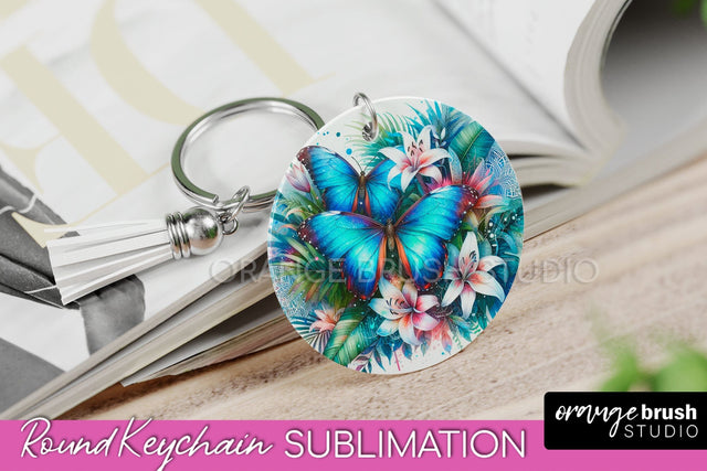 Butterfly Keychain - Butterflies and Flowers Sublimation Sublimation OrangeBrushStudio 