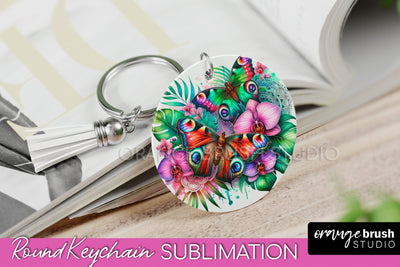 Butterfly Keychain - Butterflies and Flowers Sublimation Sublimation OrangeBrushStudio 