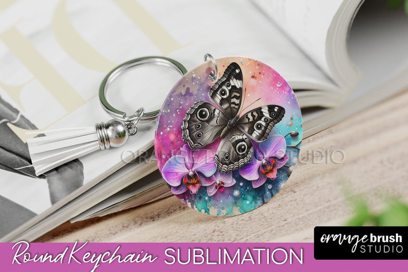 Butterfly Keychain - Butterflies and Flowers Sublimation Sublimation OrangeBrushStudio 