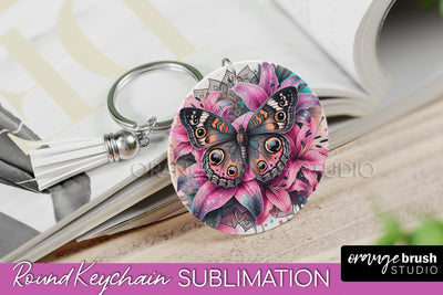 Butterfly Keychain - Butterflies and Flowers Sublimation Sublimation OrangeBrushStudio 