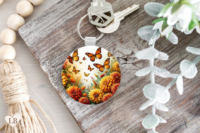 Butterfly Keychain Sublimation, Key Ring PNG, Key Fob Design Sublimation BijouBay 