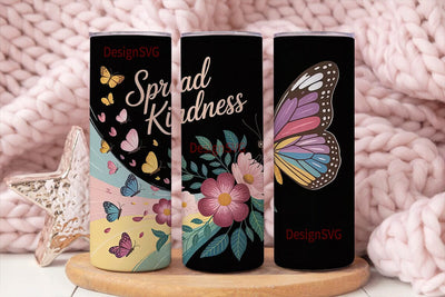 Butterfly Kindness 20oz Tumbler Wrap Sublimation DesignSVG 