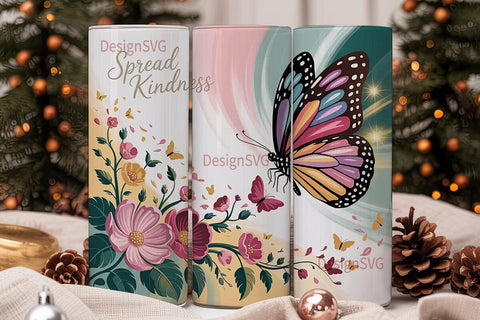 Butterfly Kindness 20oz Tumbler Wrap Sublimation DesignSVG 