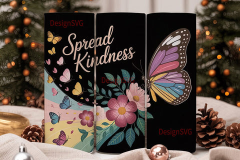 Butterfly Kindness 20oz Tumbler Wrap Sublimation DesignSVG 