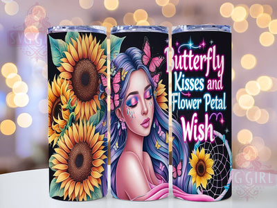 Butterfly Kisses, Flower Petals, Tumbler Wrap, Sublimation PNG, Inspirational Gifts, Floral Design, Digital Download Sublimation SvggirlplusArt 