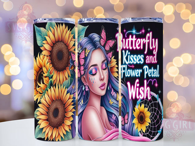 Butterfly Kisses, Flower Petals, Tumbler Wrap, Sublimation PNG, Inspirational Gifts, Floral Design, Digital Download Sublimation SvggirlplusArt 