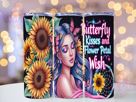 Butterfly Kisses, Flower Petals, Tumbler Wrap, Sublimation PNG, Inspirational Gifts, Floral Design, Digital Download Sublimation SvggirlplusArt 