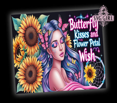 Butterfly Kisses, Flower Petals, Tumbler Wrap, Sublimation PNG, Inspirational Gifts, Floral Design, Digital Download Sublimation SvggirlplusArt 