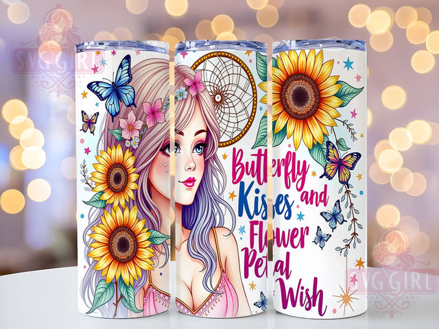 Butterfly Kisses, Flower Petals, Tumbler Wrap, Sublimation PNG, Inspirational Gifts, Floral Design, Digital Download Sublimation SvggirlplusArt 