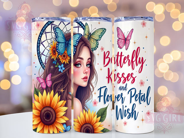 Butterfly Kisses, Flower Petals, Tumbler Wrap, Sublimation PNG, Inspirational Gifts, Floral Design, Digital Download Sublimation SvggirlplusArt 