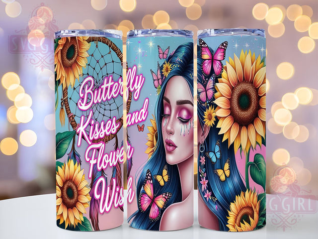 Butterfly Kisses, Flower Petals, Tumbler Wrap, Sublimation PNG, Inspirational Gifts, Floral Design, Digital Download Sublimation SvggirlplusArt 