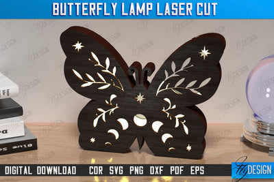 Butterfly Lamp Laser Cut | 3D Shadow Lantern | Desktop Lamp | Mystical Design | CNC File SVG Fly Design 