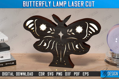Butterfly Lamp Laser Cut | 3D Shadow Lantern | Desktop Lamp | Mystical Design | CNC File SVG Fly Design 