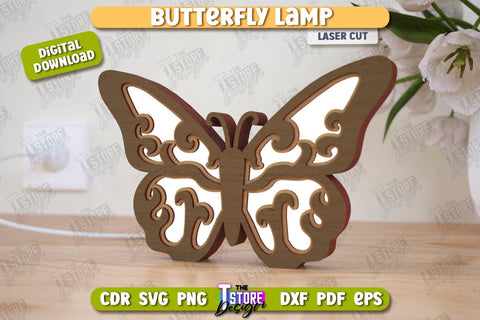 Butterfly Lamp Laser Cut Bundle | 3D Shadow Lantern | Desktop Lamp | CNC Files SVG The T Store Design 