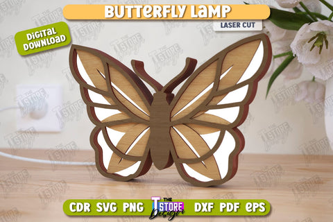 Butterfly Lamp Laser Cut Bundle | 3D Shadow Lantern | Desktop Lamp | CNC Files SVG The T Store Design 