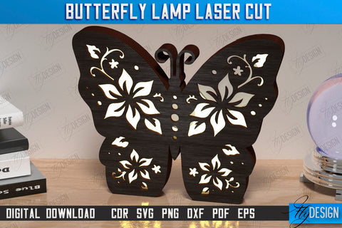 Butterfly Lamp Laser Cut Bundle | 3D Shadow Lantern | Desktop Lamp | Mystical Design | CNC Files SVG Fly Design 